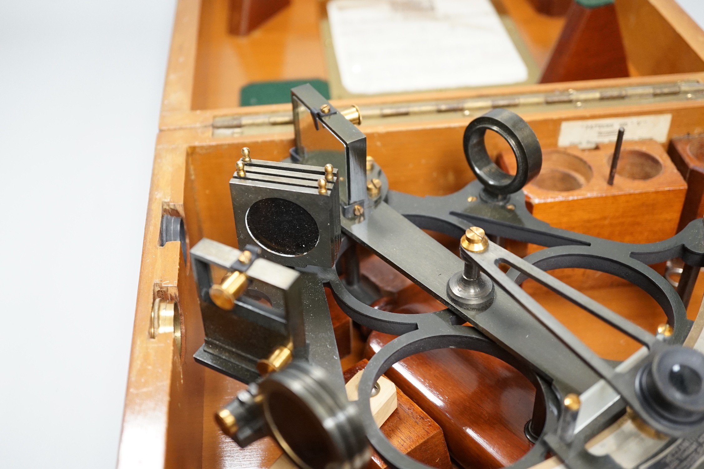 A mahogany cased Hezzanith sextant, incomplete